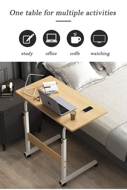 Laptop table, Study Writing Table , Bedside table , adjustable height 6