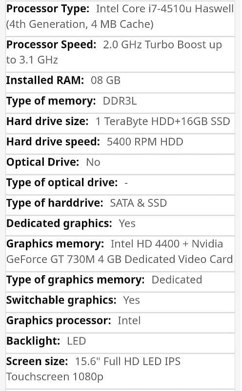 Lenovo Ideapad u530 i7 4th gen with gtx 730M 2gb Dedicated Gpu 7