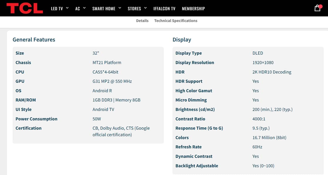 Box pack TCL 32 inch Full HD LED for Sale 3