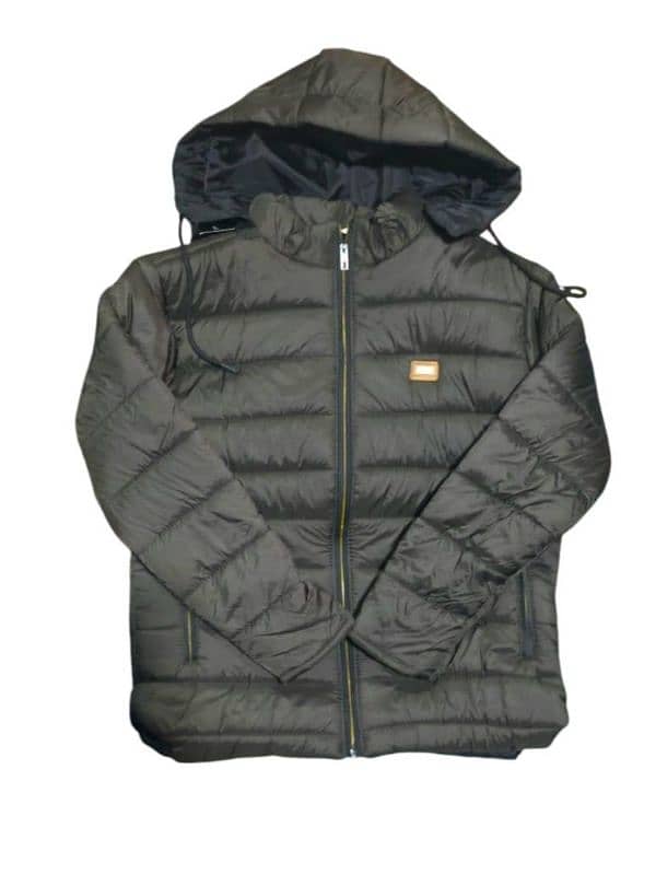 Men's Black Parachute puffer jacket - 1 pc hooded neck style 0