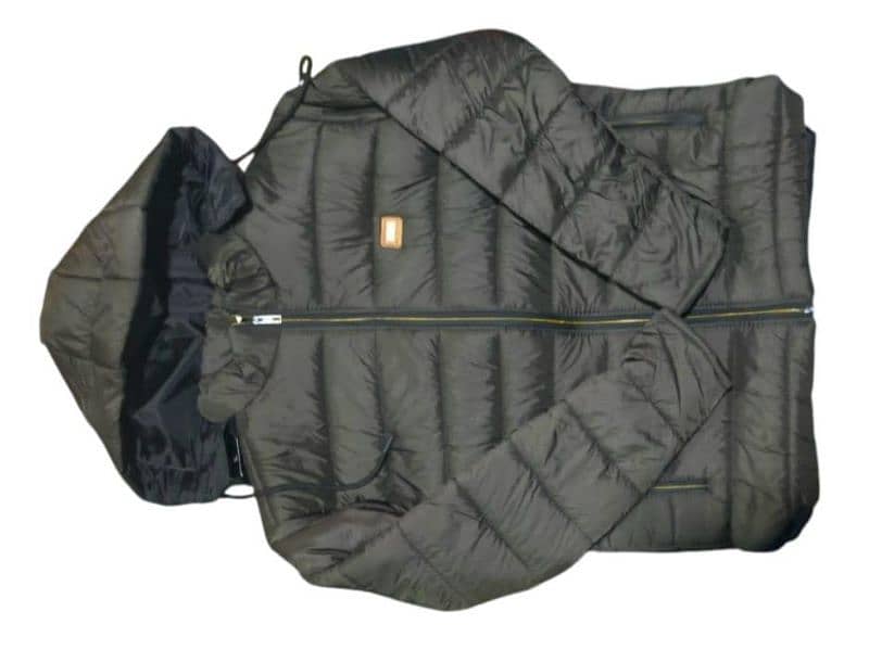 Men's Black Parachute puffer jacket - 1 pc hooded neck style 1