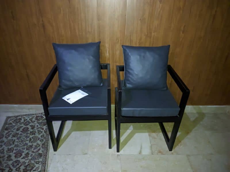 steel sofa and 2 chairs 1