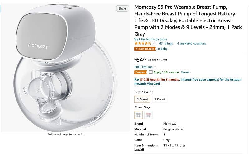 Momcozy S9 Wearable Electric Breast Pump 3