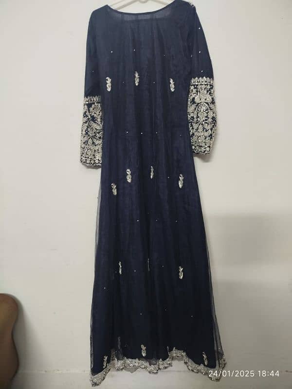 navy blue heavy maxi,along with dupatta 2