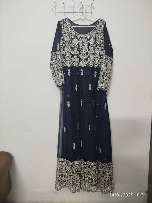 navy blue heavy maxi,along with dupatta 3