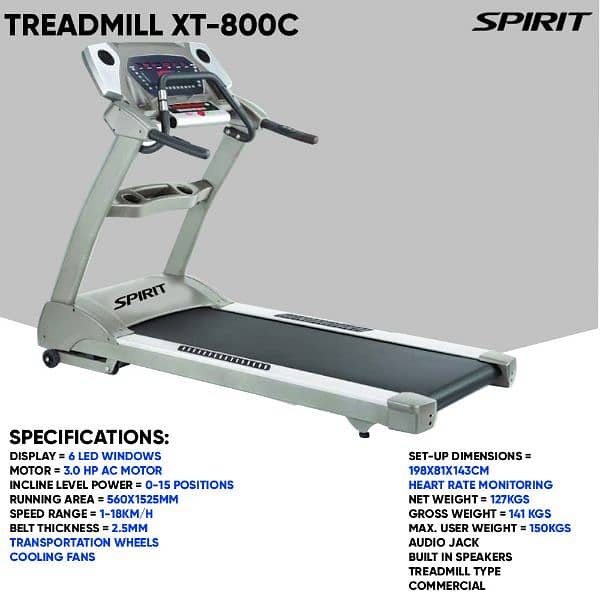 spirit usa commercial running jogging treadmill gym & fitness machine 1