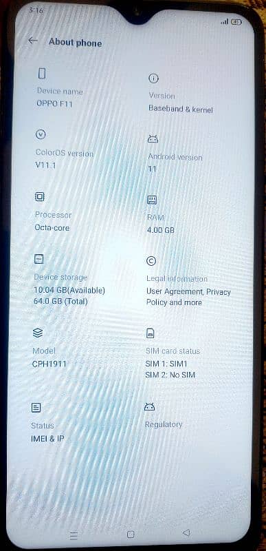 oppo F. 11   4/64 2