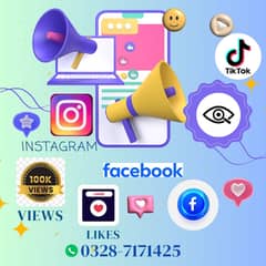 Instagram,Tiktok,facebook,youtube promotions,followers,likes,views