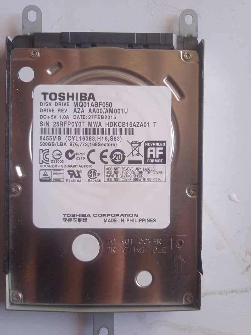 500 GB Toshiba Hard drive (Made in Philippines) 0