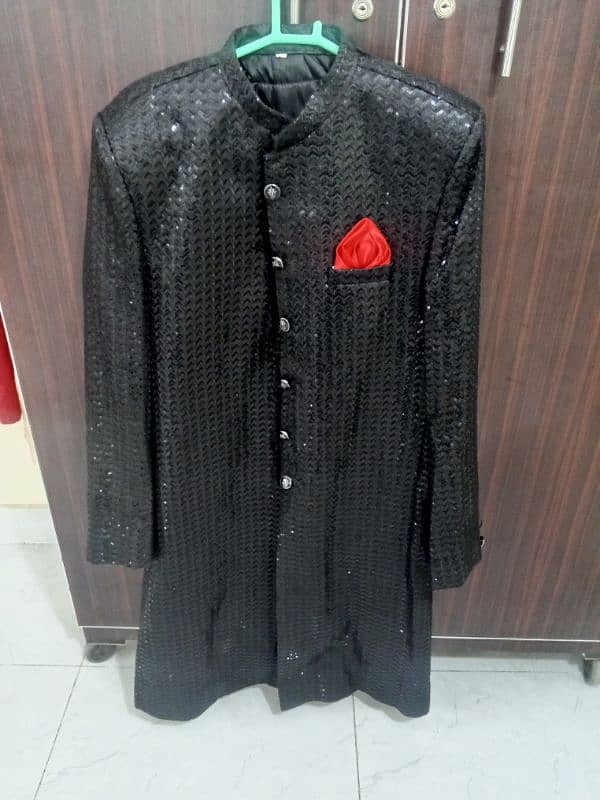 Black Sherwani / Kulla/ Shawl / khusa 1