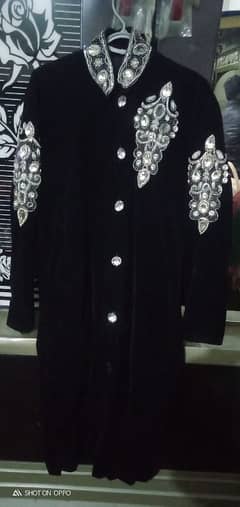 welvet black sherwani