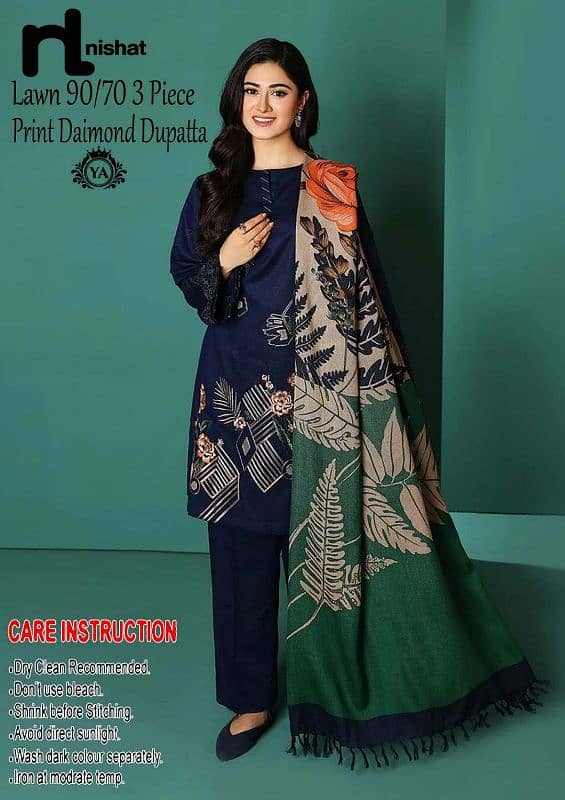 3 Pcs Women's Unstitched Embroidered Suit 2