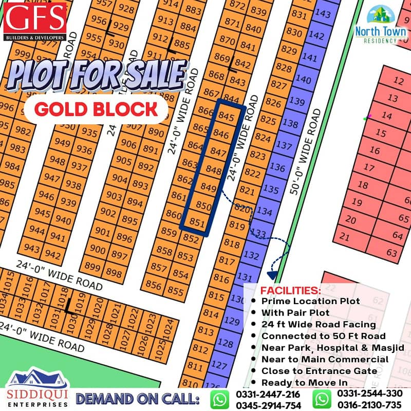 PAIR PLOT FOR SALE NORTH TOWN RESIDENCY PHASE-01 GOLD BLOCK 0