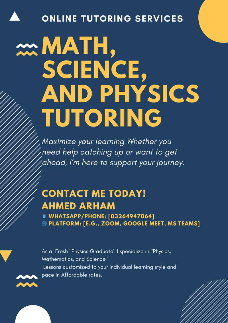 Online Tutoring for Science,Physics & Math for classs 1-10 O-A levels 0