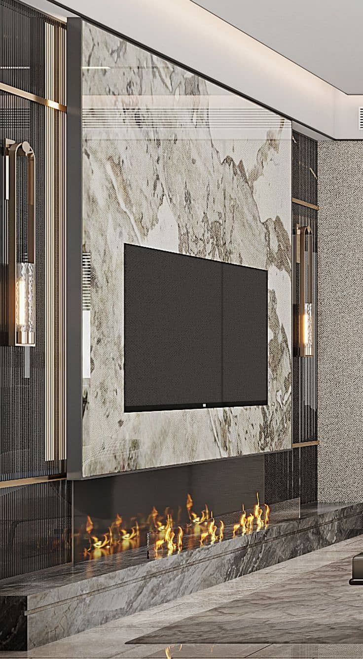 Electric fire place - Marble fire place - Fire place- Pvc Wall panel 2