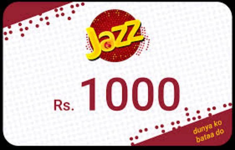 Jazz Cards 1000 rupees 0