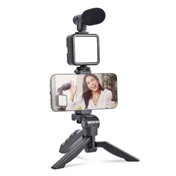 Multi functional tripod stand with microphone and LED ring light-3Pcs 2