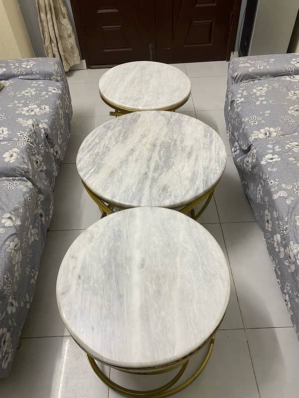 Marble table set of 3 2