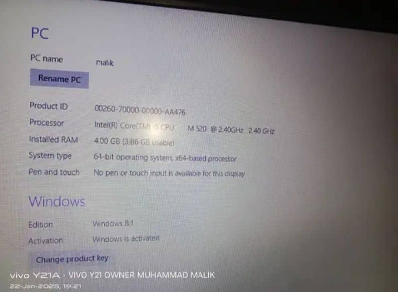 Laptop Samsung i5 4 ram 4