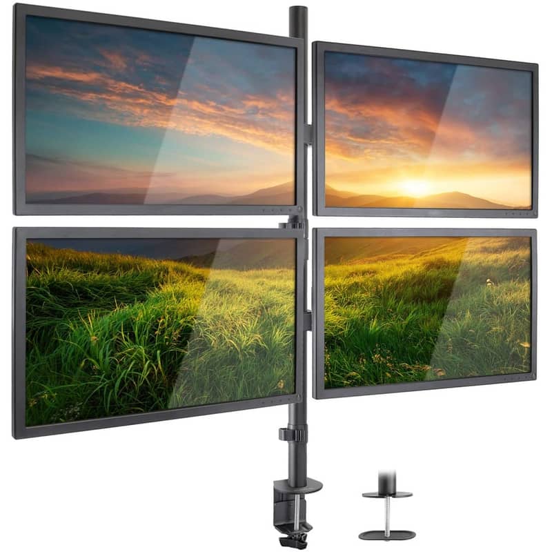 4 Monitor Stand LED LCD Desk Mount Adjustable Multi-Screen Heavy Duty 3