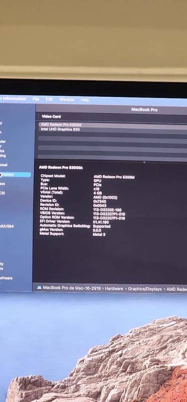 Macbook Pro 2019 16inch CPU i7 Ram 16Gb/Storage 512Gb 4