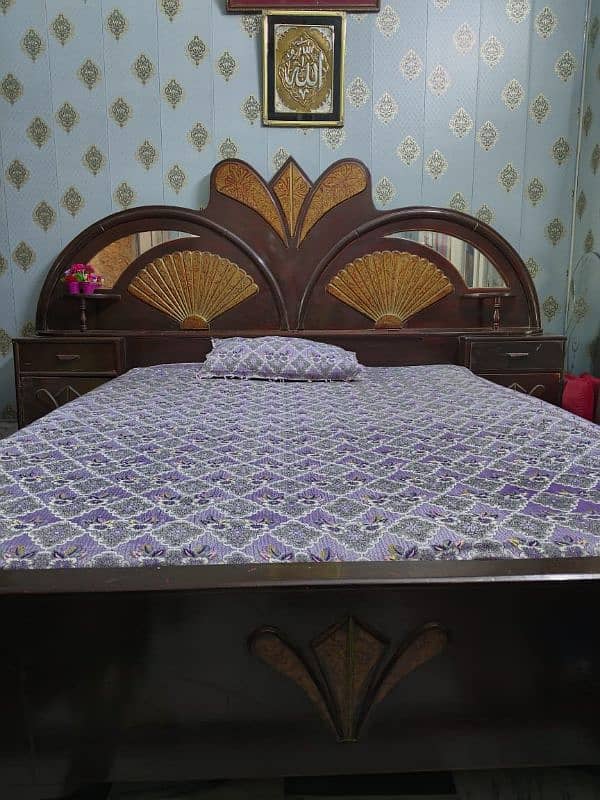 pure wood bed set with metterss and sofa set and table 6