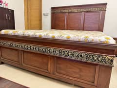 Elegant wooden double bed set few months used