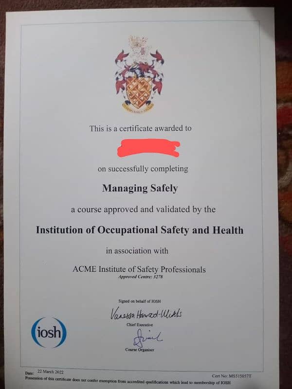 Nebosh iosh and OSHA certificate available 2