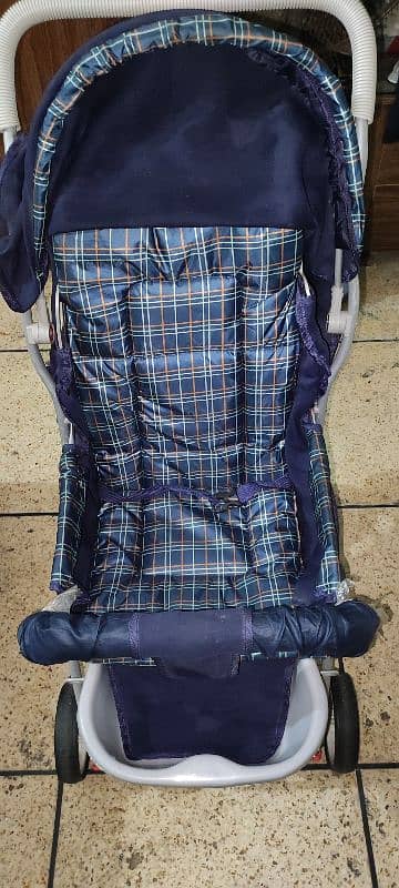 Foldable baby pram blue 2