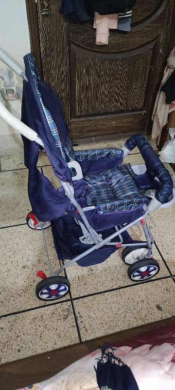 Foldable baby pram blue 3