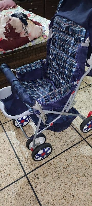 Foldable baby pram blue 4