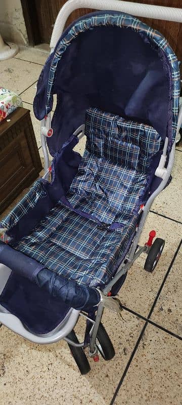 Foldable baby pram blue 5