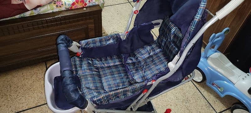 Foldable baby pram blue 6