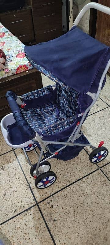 Foldable baby pram blue 7