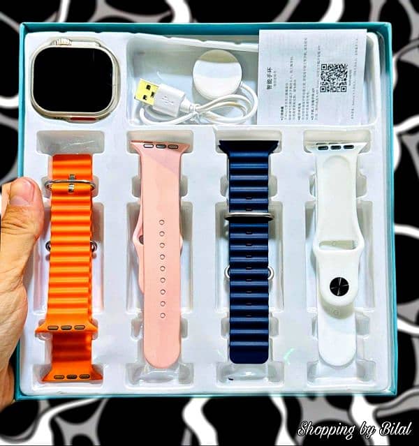 Smart watch with 4 multicolor straps 0