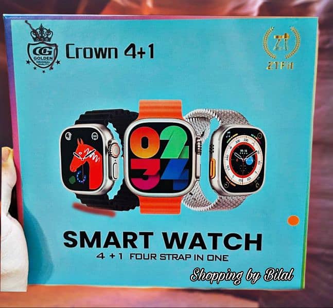 Smart watch with 4 multicolor straps 1