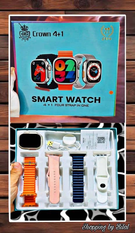 Smart watch with 4 multicolor straps 2