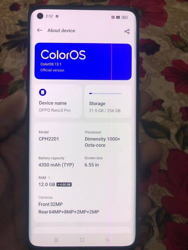 oppo reno 5pro 5g 10by9 12plus4 gb ram 256gb mamre 65wart charger pta 9