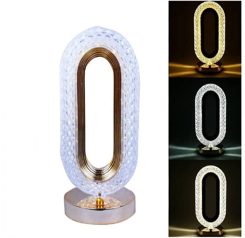 Luxury Oval Shaped Crystal Table Lamp With 3 Colors Touch Control 2