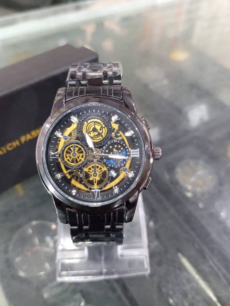 Men Multifunction Chronograph Dial Analog Quartz Wristwatch with Box 4