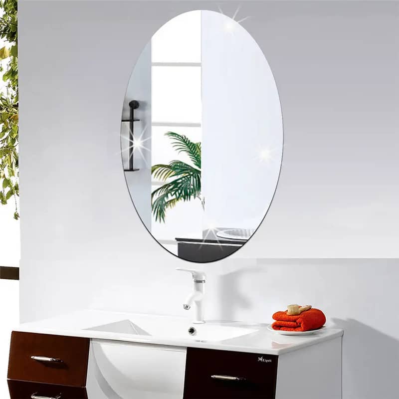 Oval Bathroom House Mirror Acrylic Wall Stickers 200×300 0