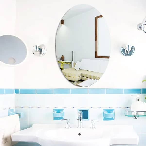 Oval Bathroom House Mirror Acrylic Wall Stickers 200×300 1