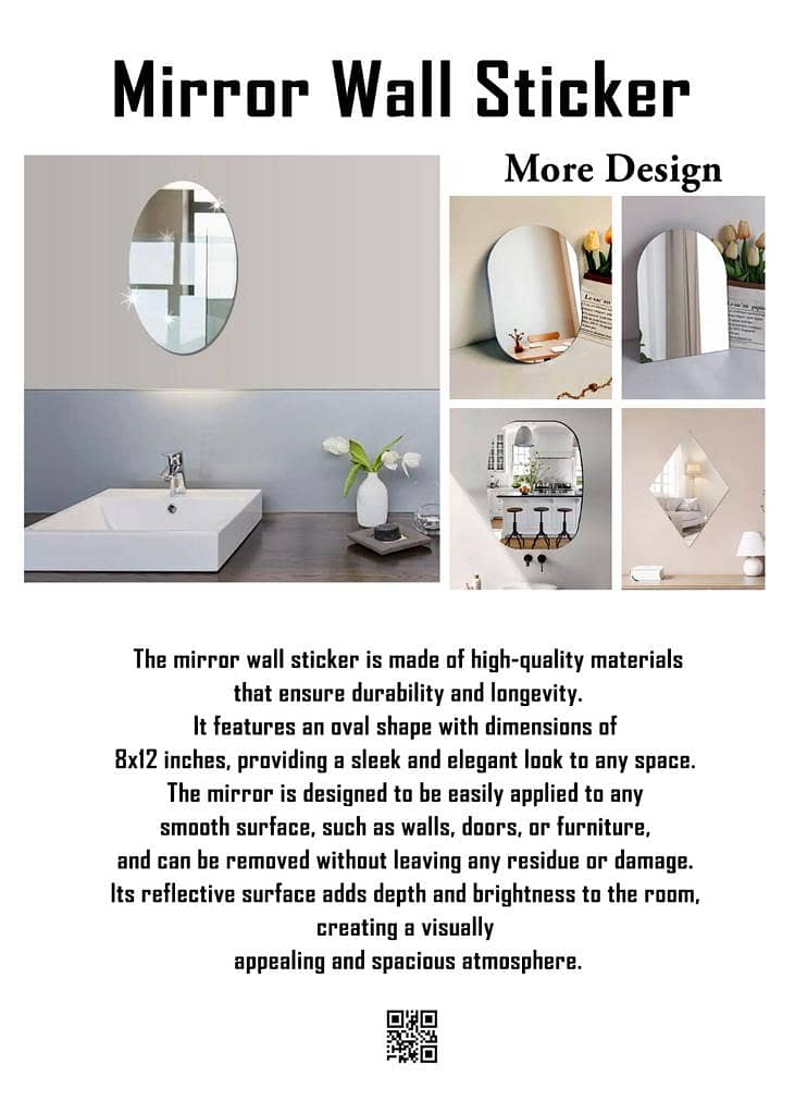 Oval Bathroom House Mirror Acrylic Wall Stickers 200×300 3