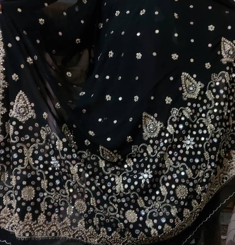 Stitched Black formal embroidered chiffon saree 1