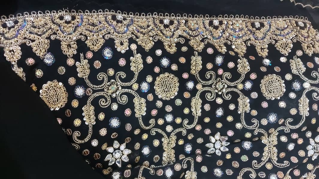 Stitched Black formal embroidered chiffon saree 6