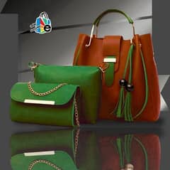 Women Rexine Plain Handbag set