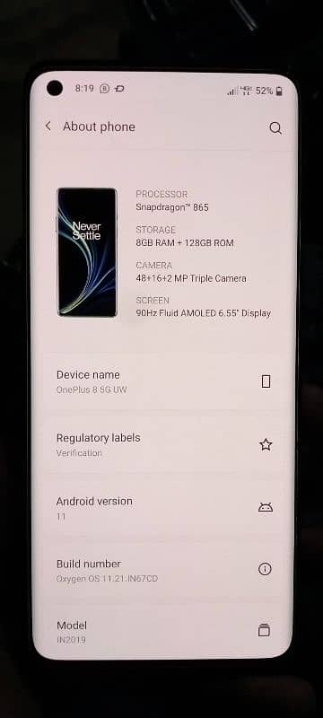 Oneplus 8 5g 8.128gb pta approved 12