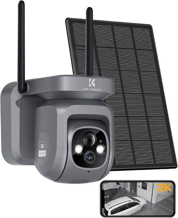 K&F Concept 2K Solar Security Camera Outdoor Wireless, 2.4GHz 0