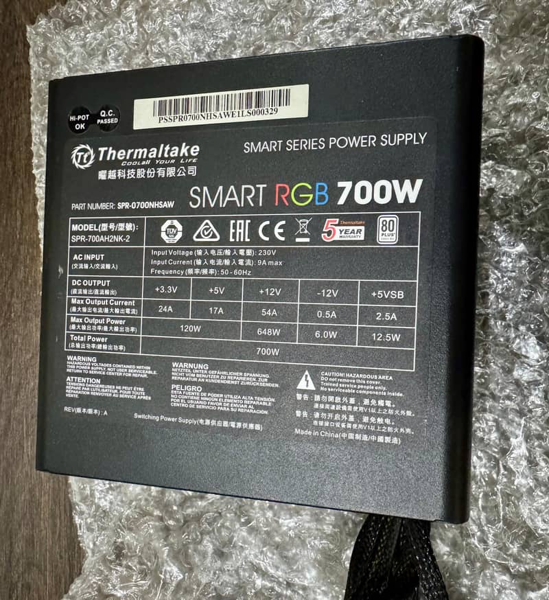 Thermaltake Smart RGB 700W 80PLUS Standard Power Supply PSU RGB 2