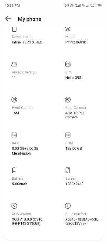 infinix zero x neo 8+5gb 128gb only exchange 0
